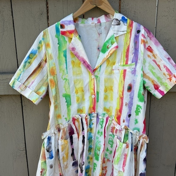 Rosie Assoulin Printed Knee Length Dress Bohemian Festival Luxury Spring Summer - Picture 2 of 7